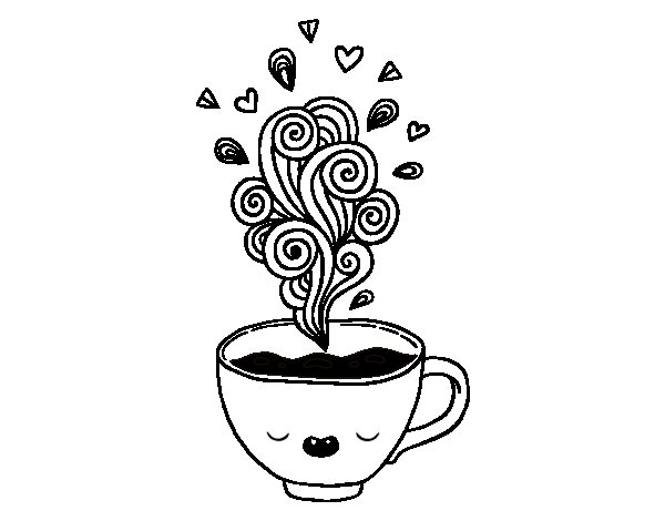 Kawaii cup of coffee coloring page - Coloringcrew.com